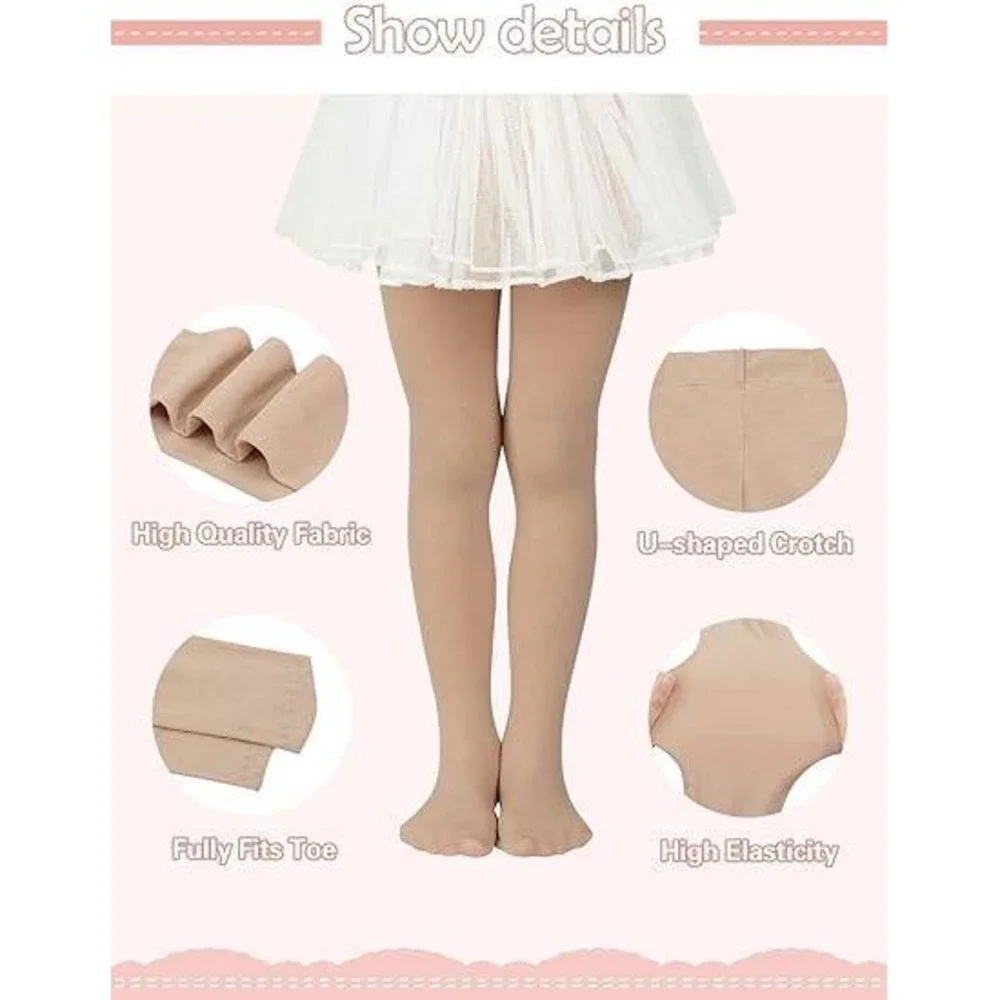 Century Star 4 Pairs Nude‎ 3-6Y Tights for Girls-Soft Footed Ballet Dance Toddle